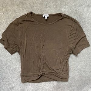 Tobi Olive Green Crop Top with Knot